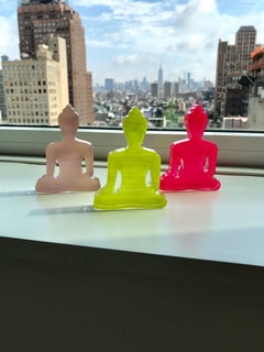 Trio mini buddha statue - The neon set: Yellow, pink, light pink