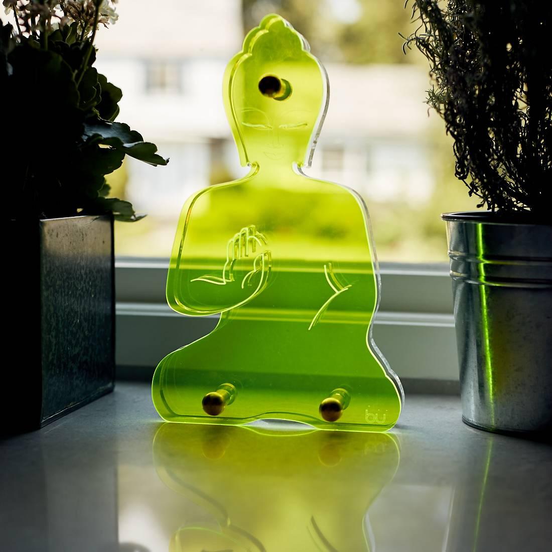Contemporary Buddha statue - Green Neon Plexiglass