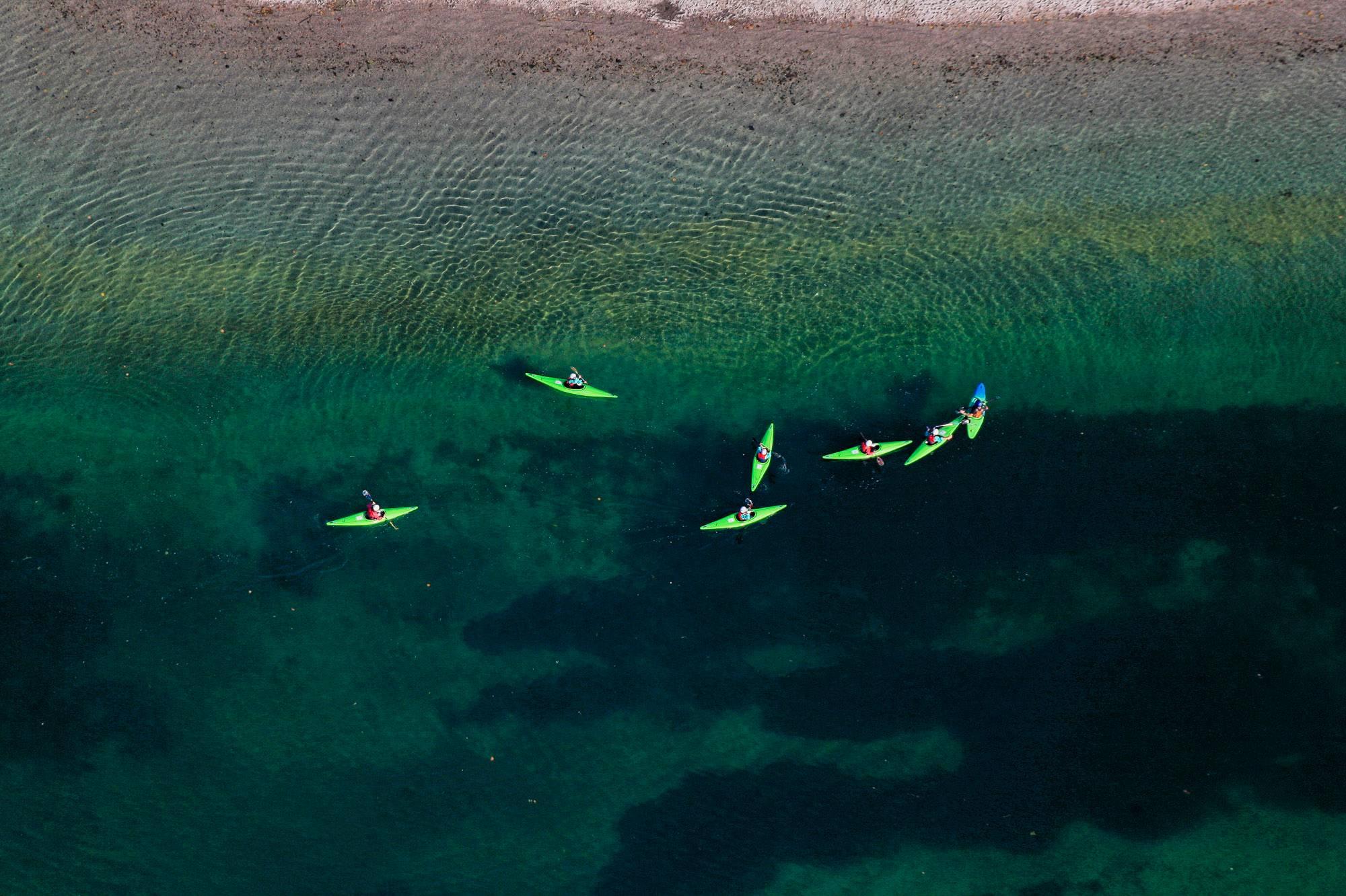 Green kayaks