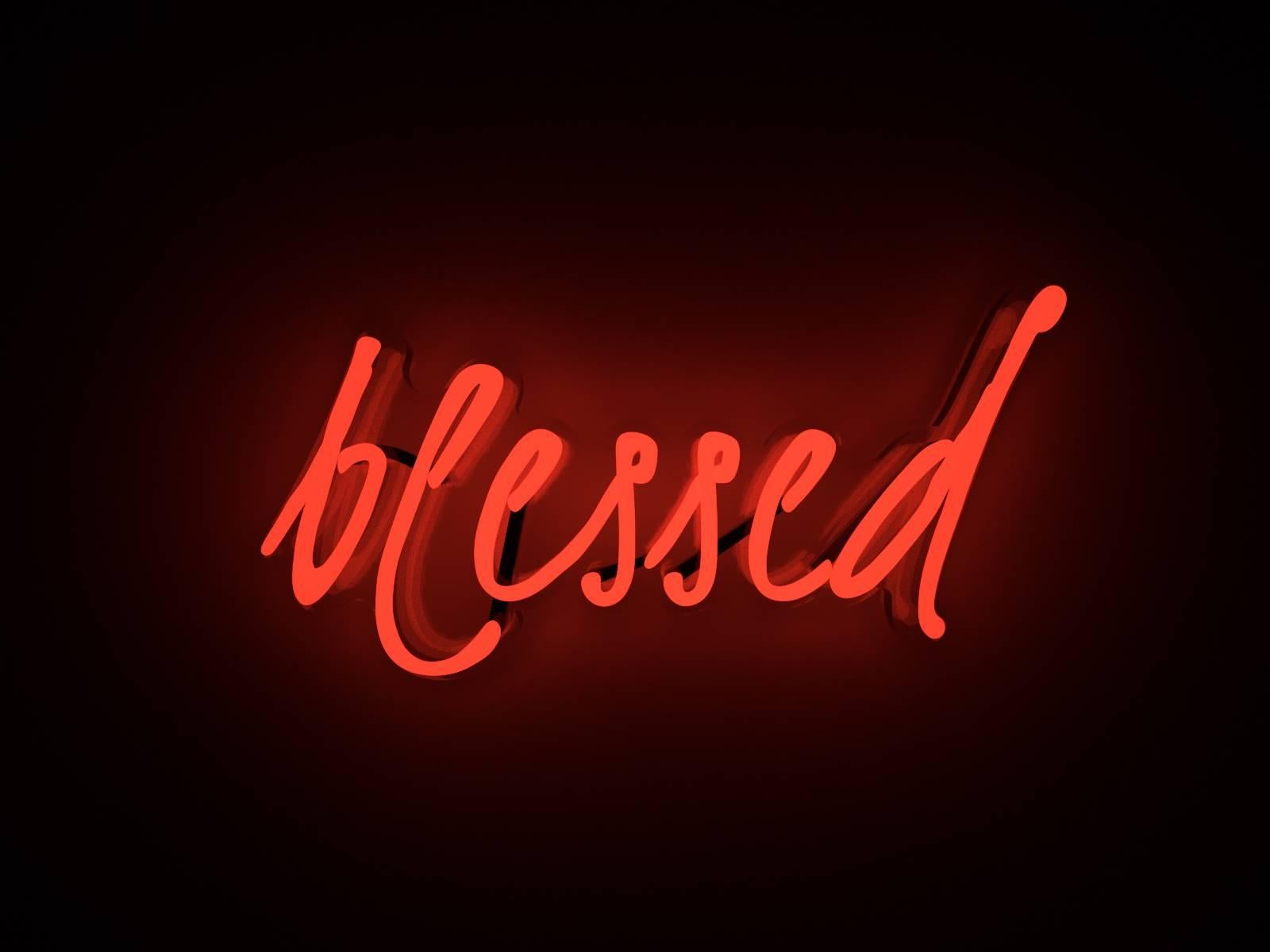 Mary Jo McGonagle Figurative Sculpture - blessed - neon art work