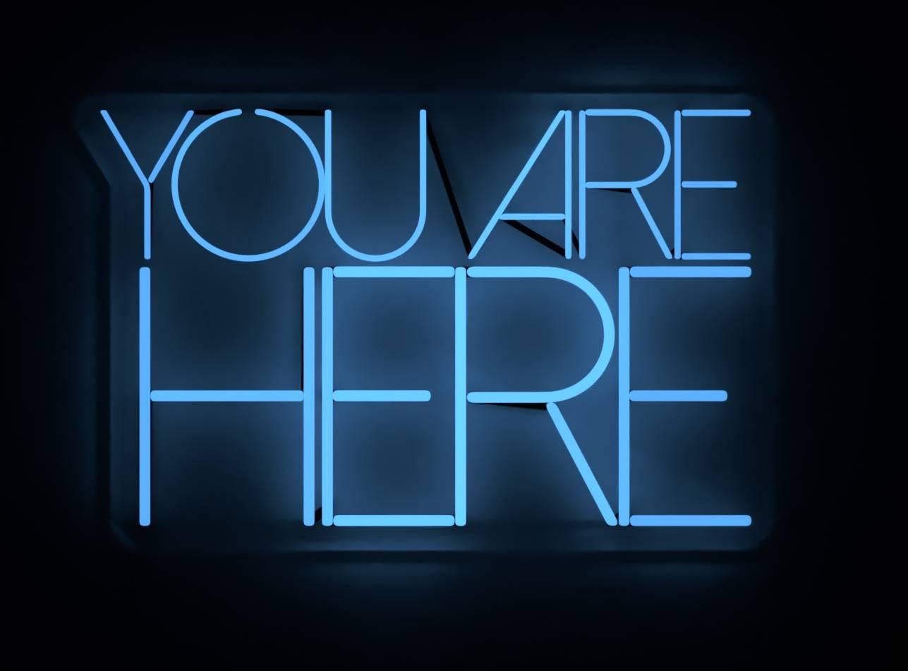 Mary Jo McConnell Figurative Sculpture - You are here - neon art work