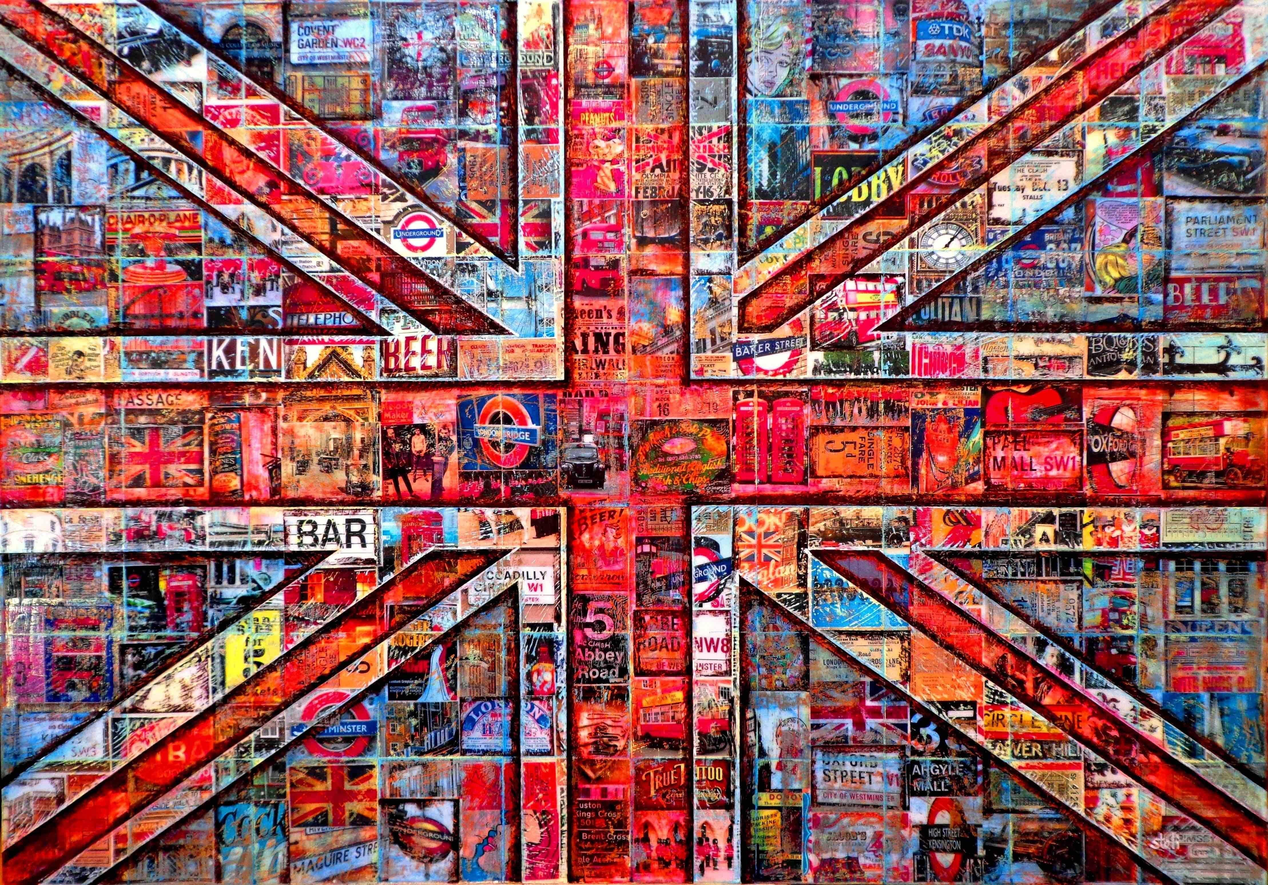 Steli Christoff Abstract Painting - London British Flag