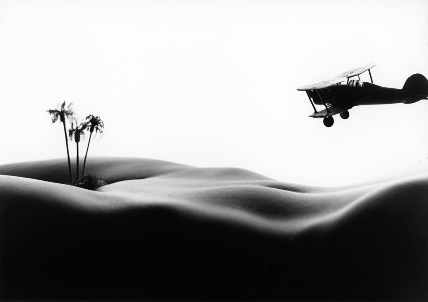 Allan I. Teger Black and White Photograph - Desert Biplane
