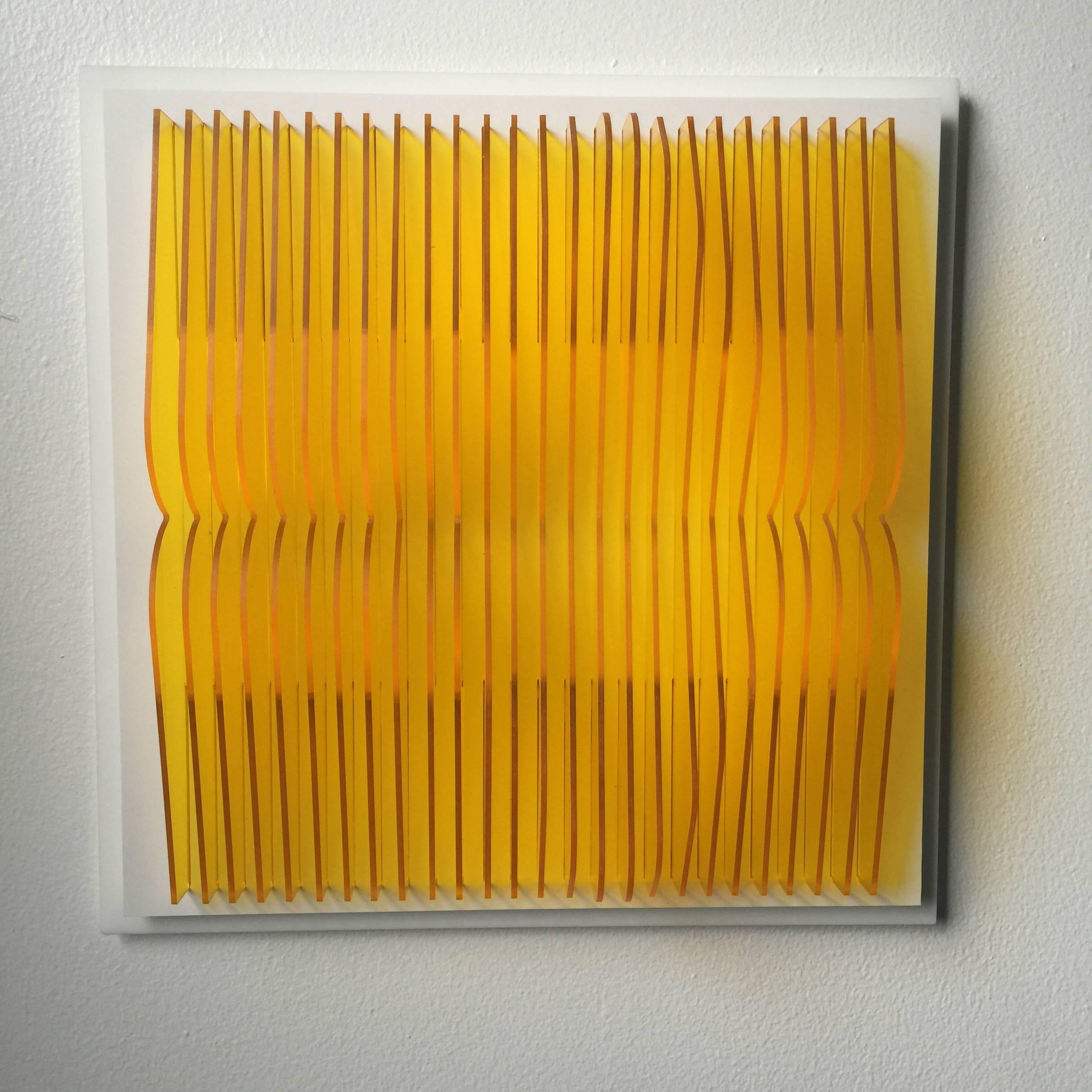 Trans Yellow Pond - kinetic wall sculpture by J. Margulis - Sculpture by Jose Margulis