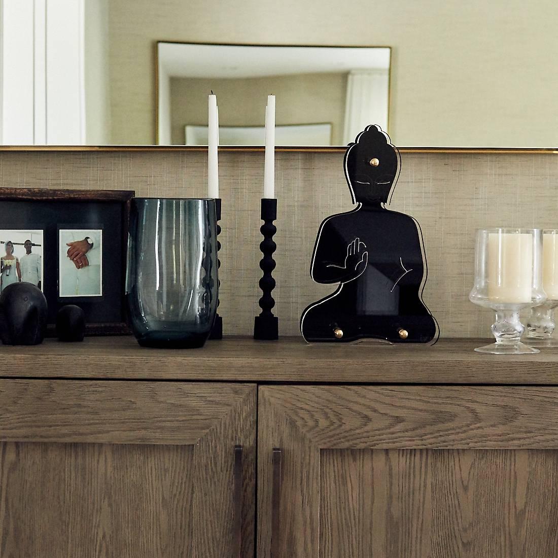 Contemporary Lucite Buddha statue, Black - Sculpture by Unknown