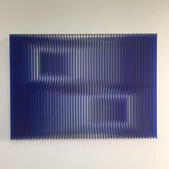 Cross Perspektiven Blaue – kinetische Wandskulptur von J. Margulis