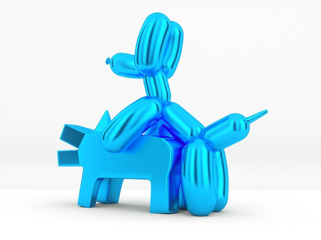 WHEN BALLOON DOG MEETS KEITH HARING DOG... LOVE HAPPENS - Sculpture by Michael Benisty