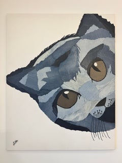 Curious Gaze - Jeans and Denim textured collage, 80X100 cm