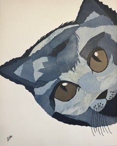Curious Gaze - Jeans and Denim textured collage, 80X100 cm