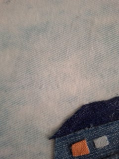 Denim City Dreams – Collage mit Jeans- und Denim-Motiven, 60 × 80 cm