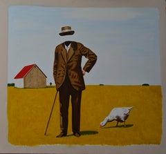 El tiempo vuela - pintura figurativa, paisaje, 89 x 97 cm