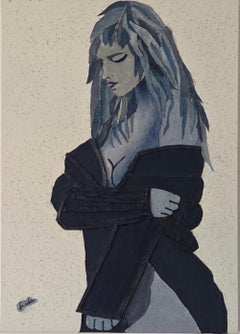 Quiet Strength - Collage con texture di jeans e denim, 80x100 cm