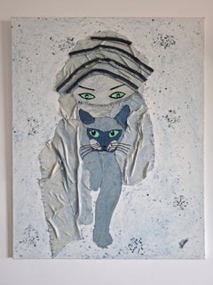 Kindred Eyes - Jeans and Denim textured collage, 100X80 cm