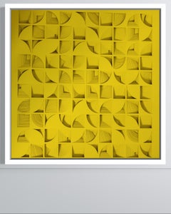 Ritmo solare -  Pittura astratta geometrica: carta e vernice spray, 65x65 cm
