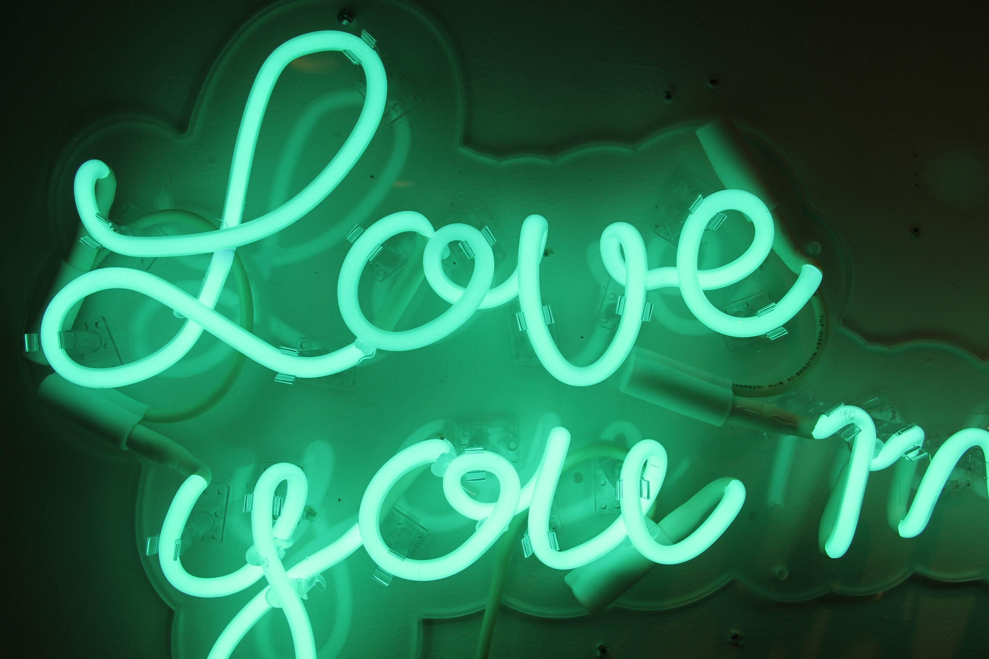 Love you more - neon art work - Contemporary Sculpture by Mary Jo McGonagle