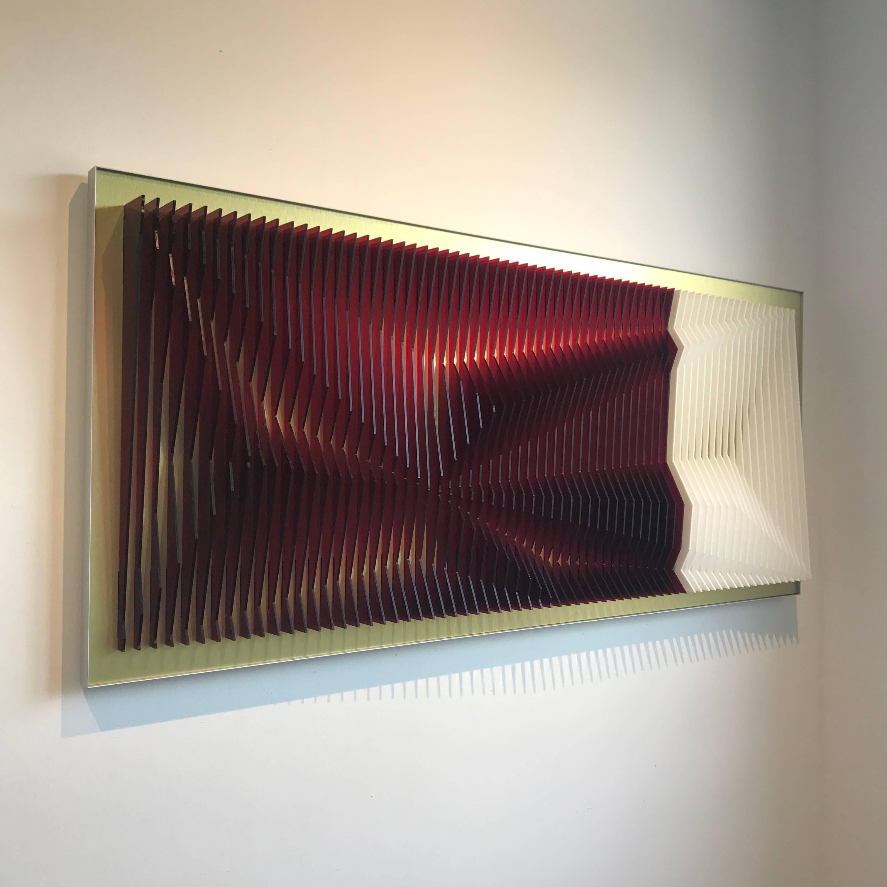 Wine deep - kinetic wall sculpture by J. Margulis - Sculpture by Jose Margulis