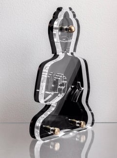 Contemporary Lucite Buddha statue, Black, X-Large