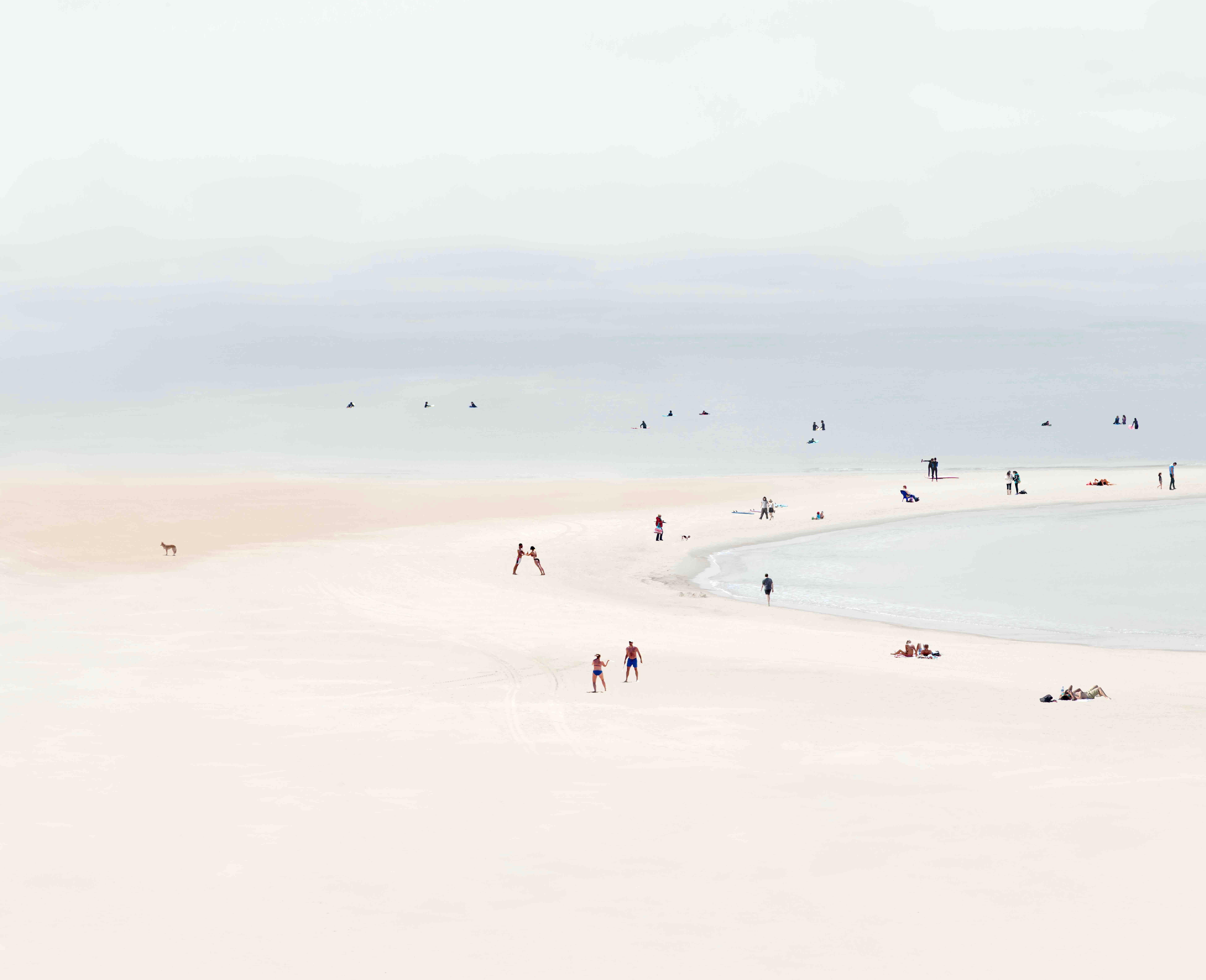 This art work is part of Igal`s beach series.
In this series, Igal takes photos of different scenes on the Tel Aviv beaches of Israel (where is lives) and manipulates the images to make it look as if they were surreal.
The all image has a whitish
