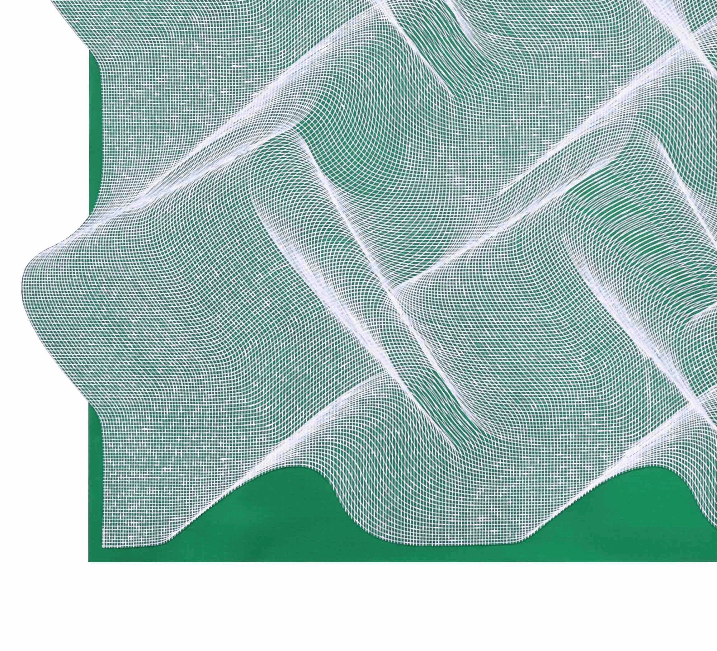 Roberto Lucchetta White Fabric Geometric Abstract Painting For