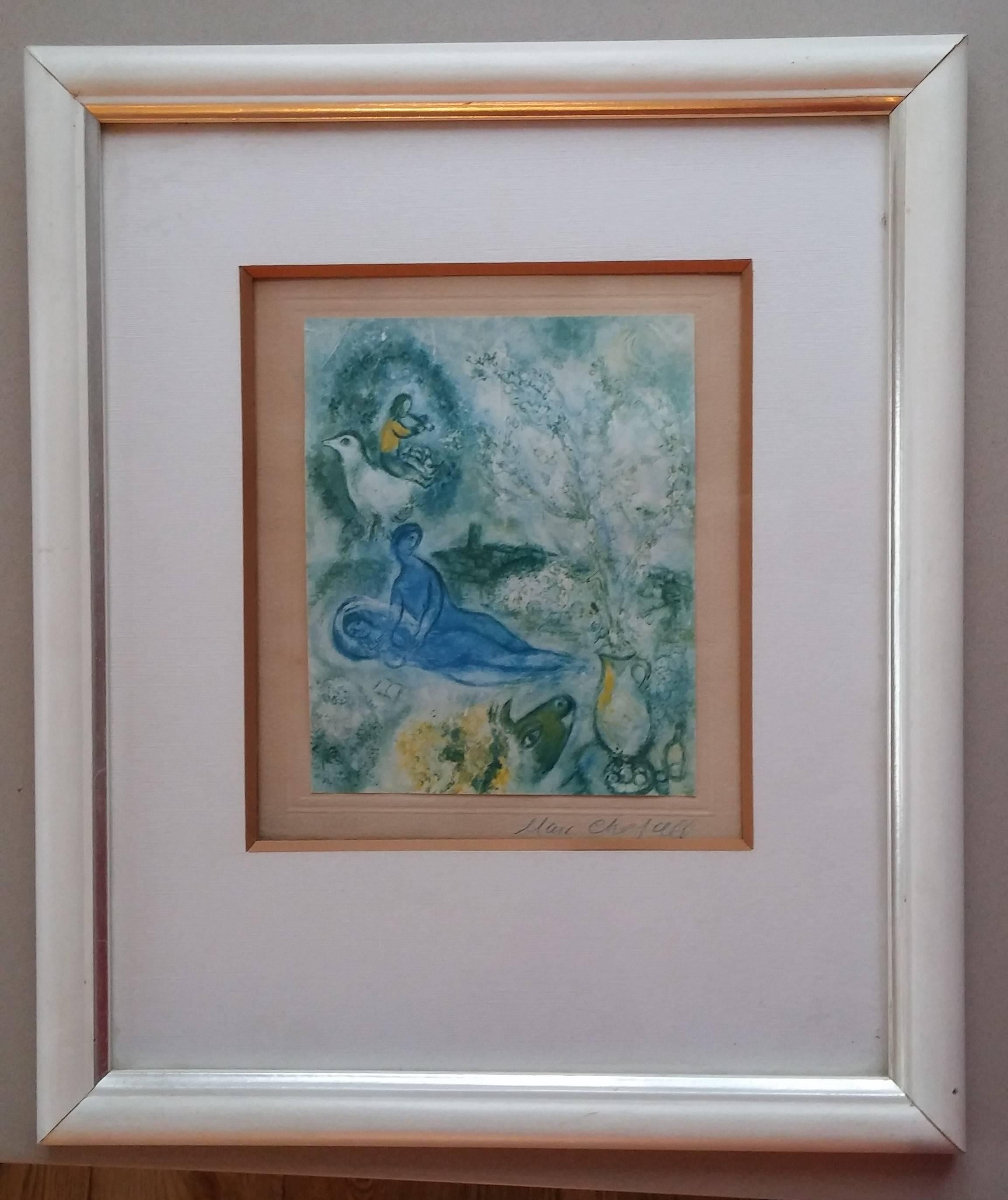 Lovers with Vase of Flowers - Print by Marc Chagall