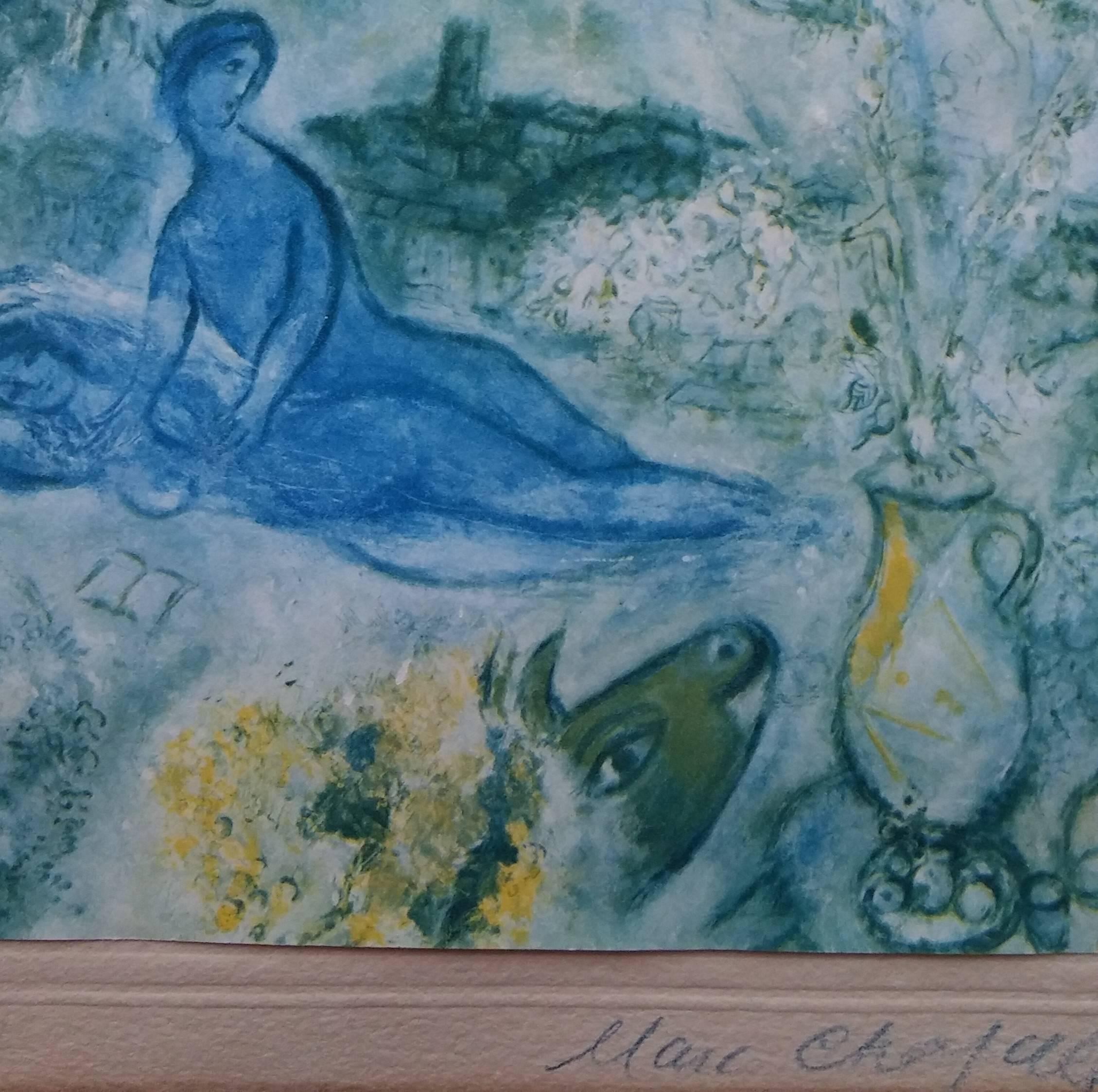 Lovers with Vase of Flowers - Modern Print by Marc Chagall