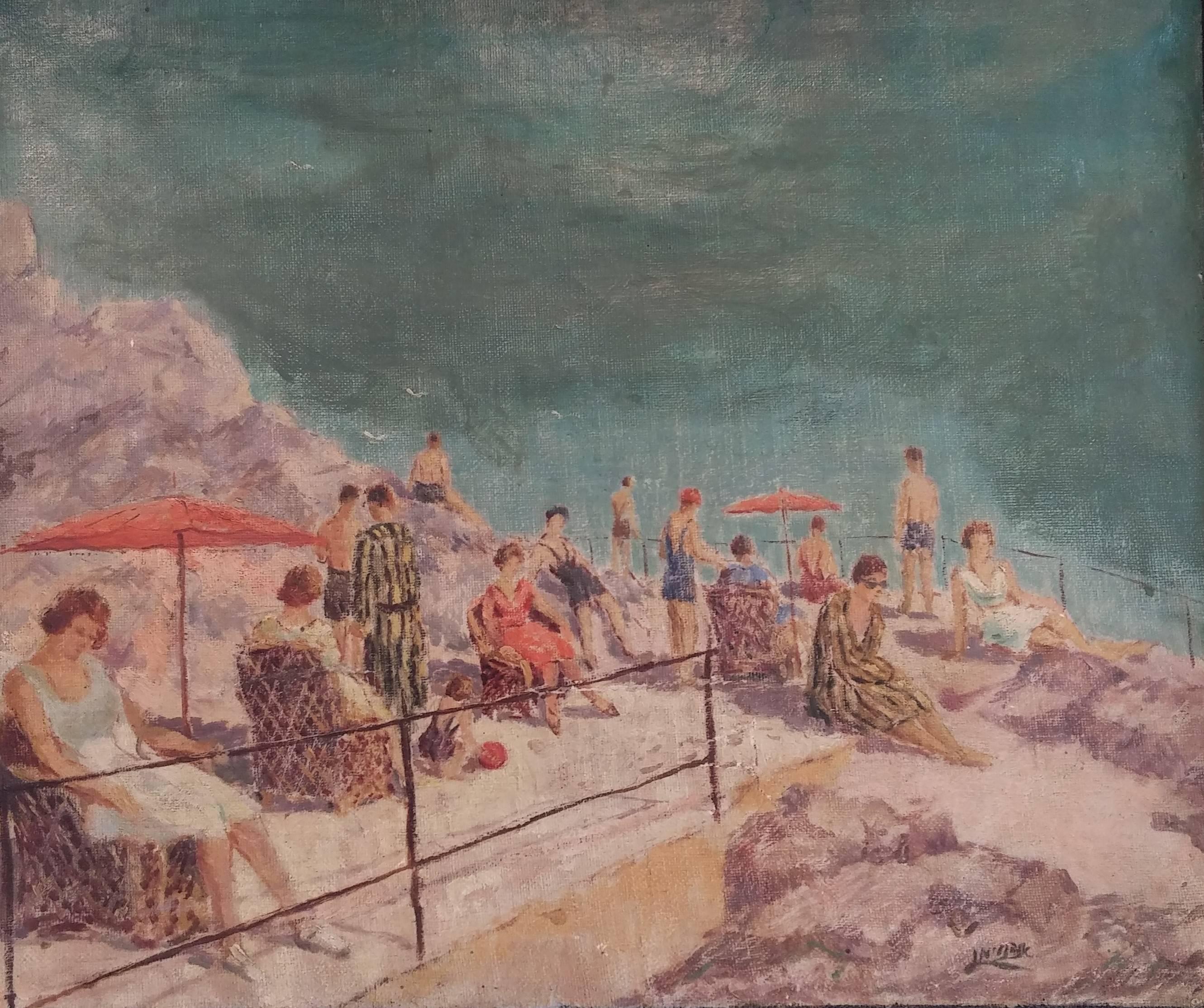 Figures at the Beach - Painting by Anni Neumann