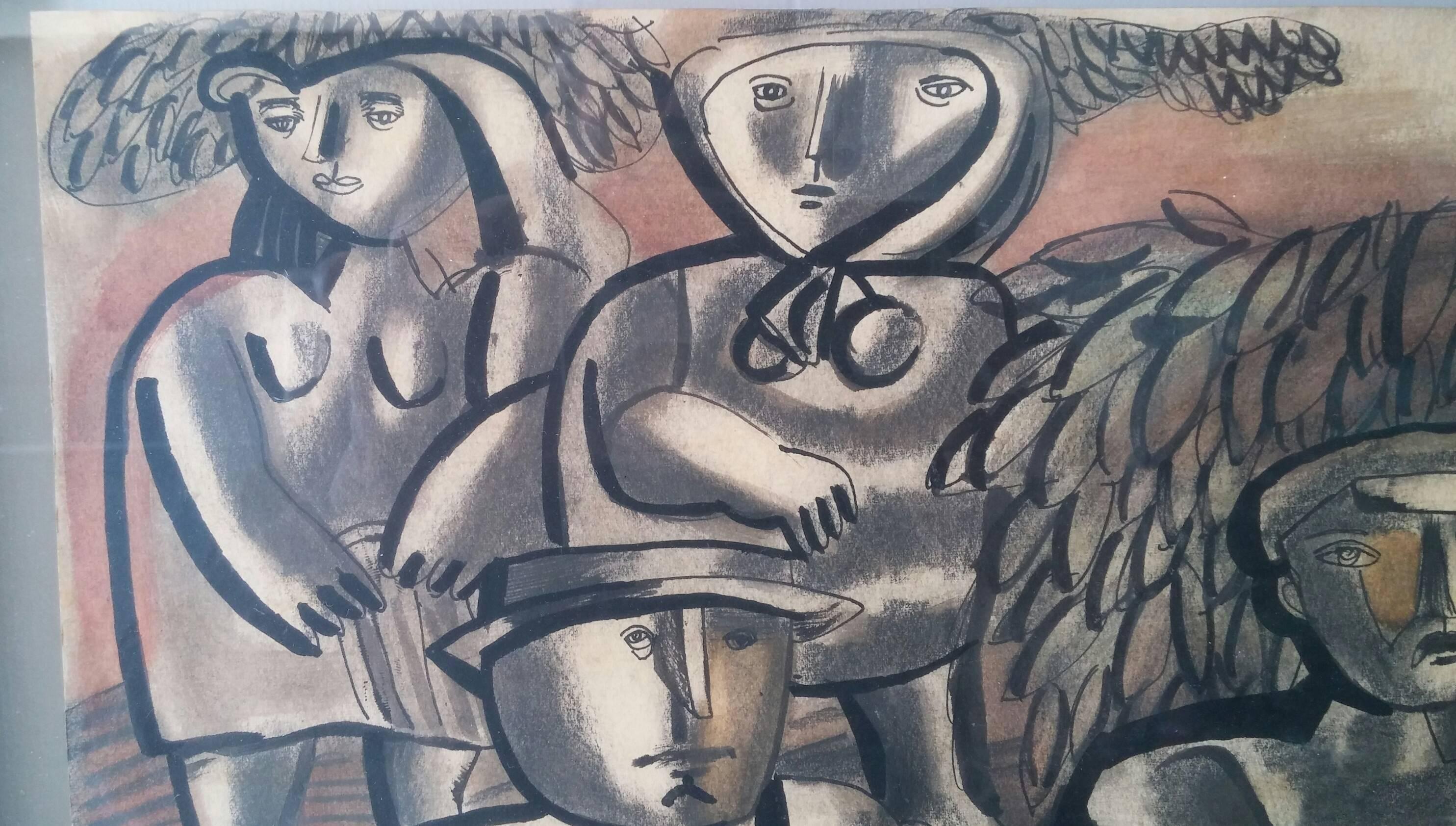 Farmers - Painting by Avraham Ofek