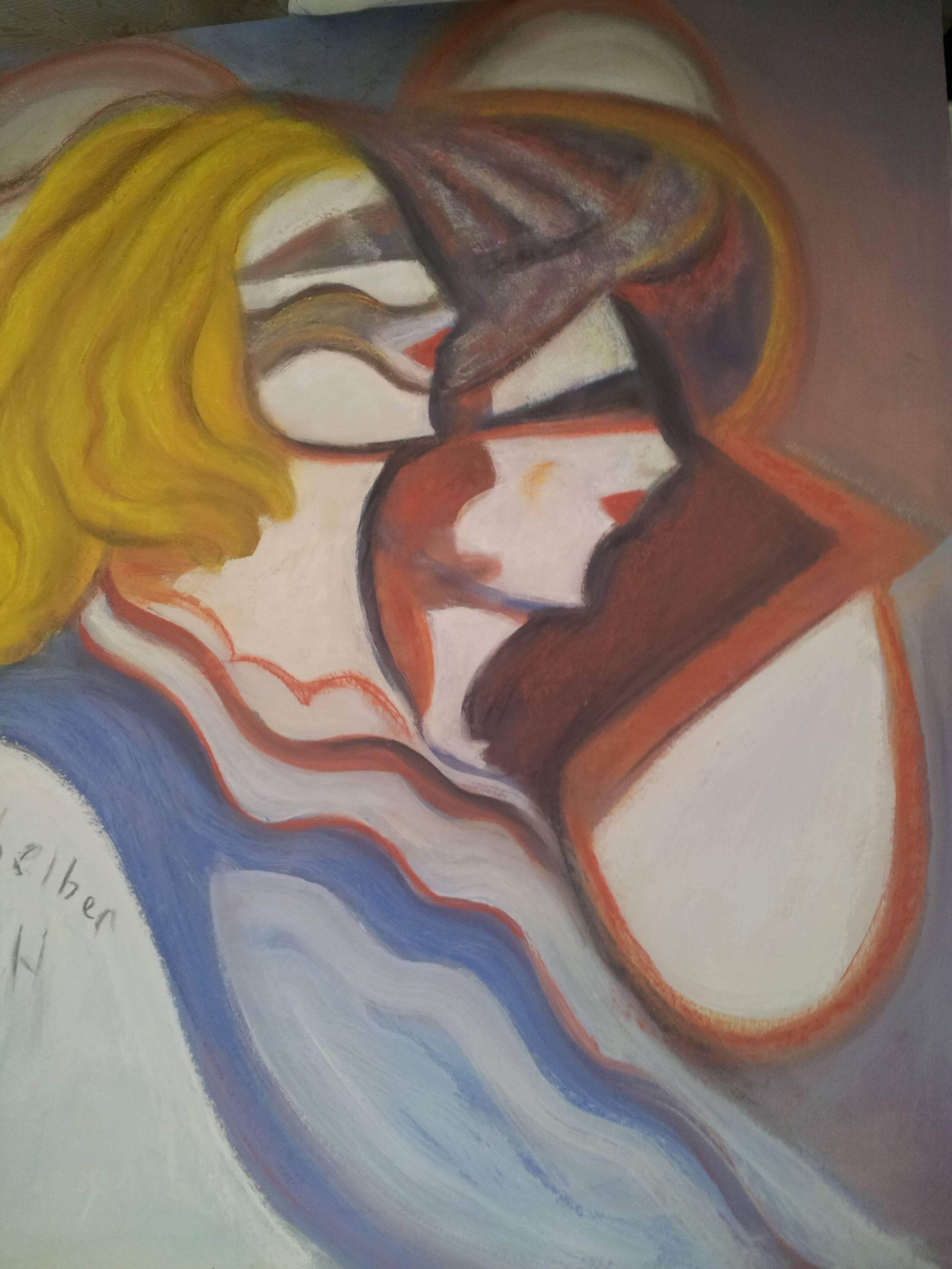 Hugó Scheiber Portrait Painting - Two Woman in Profile, circa 1930