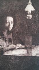"Selbstbildnis am Tisch II. Fassung" ("Selfportrait by the table")
