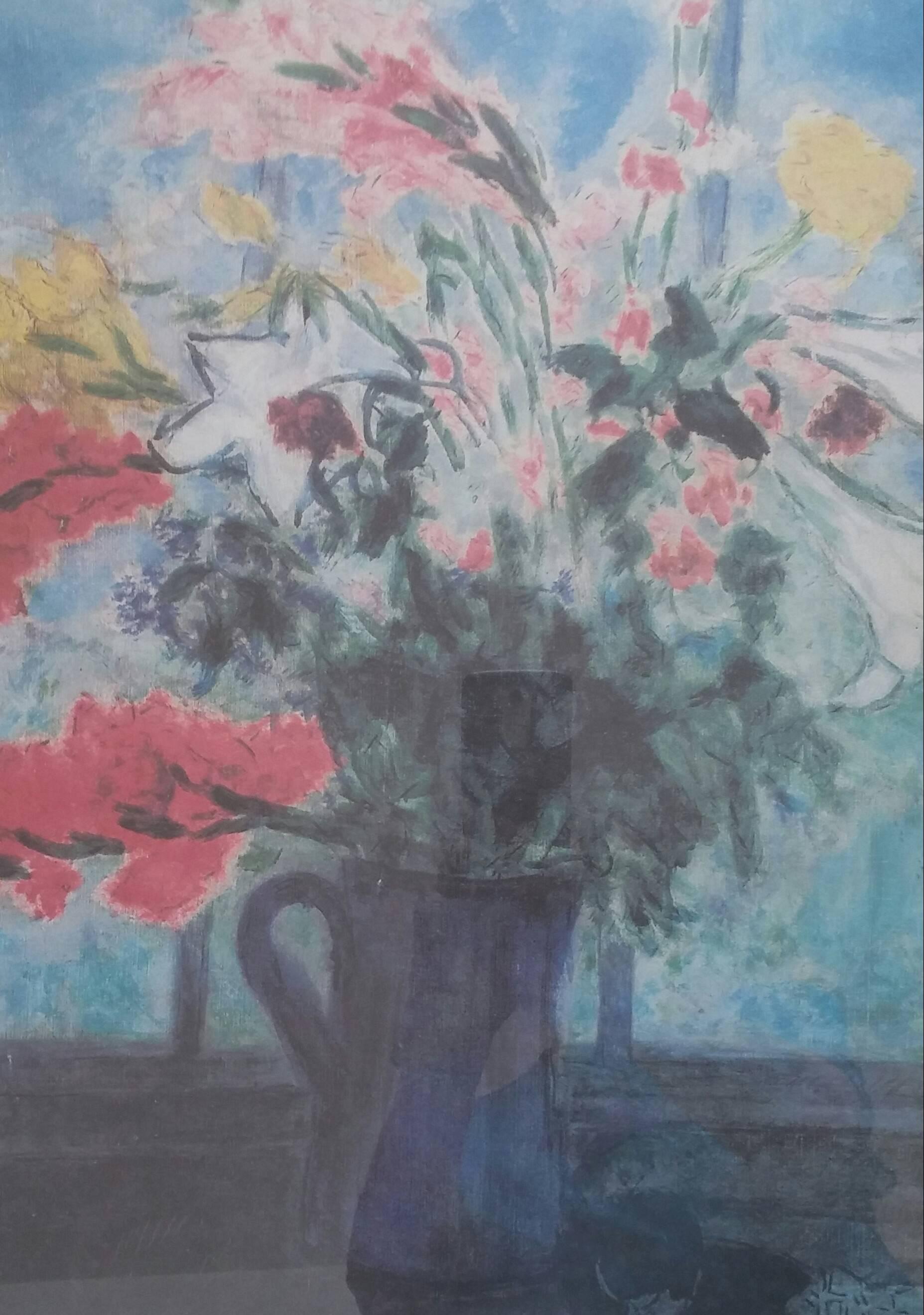 Vase of Flowers with Cherry bole (After) - Print by Marc Chagall