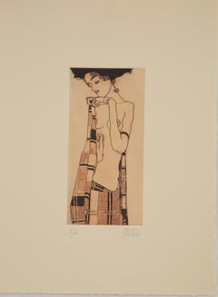 Egon Schiele, Radierung auf Papier