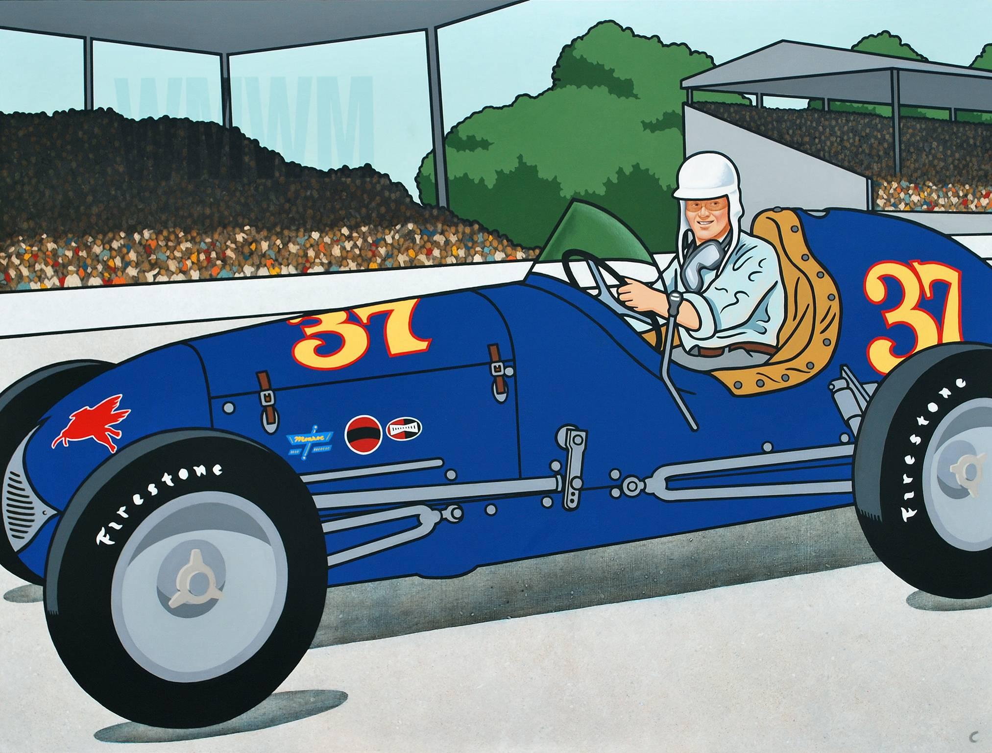 WMWM (blue race car with driver) - Painting by Steve Carver