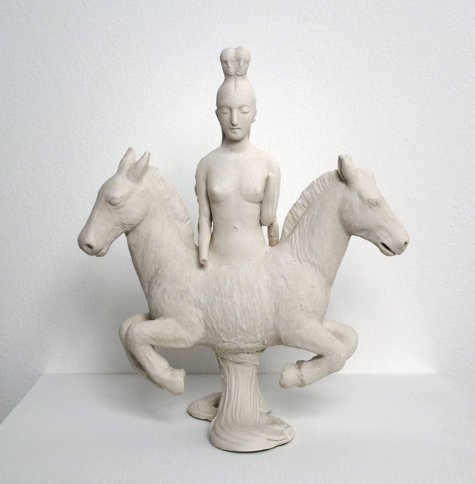 Robin Whiteman Figurative Sculpture - Goddess (white porcelain two sided figure)