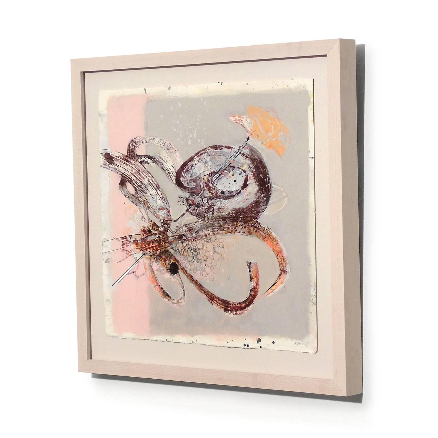 Snail Fiddler - Beige Abstract Painting by Melissa Zarem