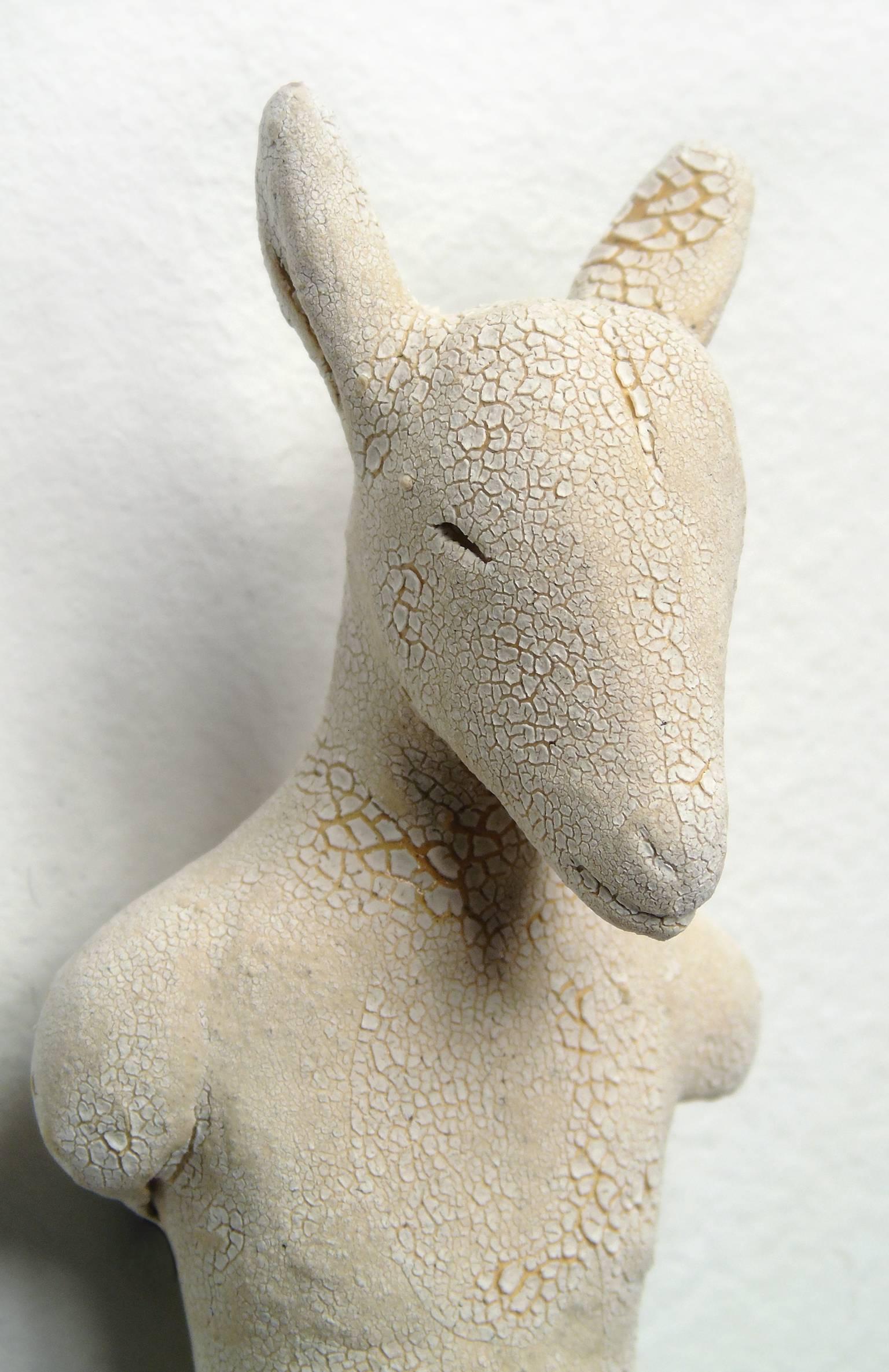 Untitled Goat Figure in porcelain - Gray Figurative Sculpture by Robin Whiteman