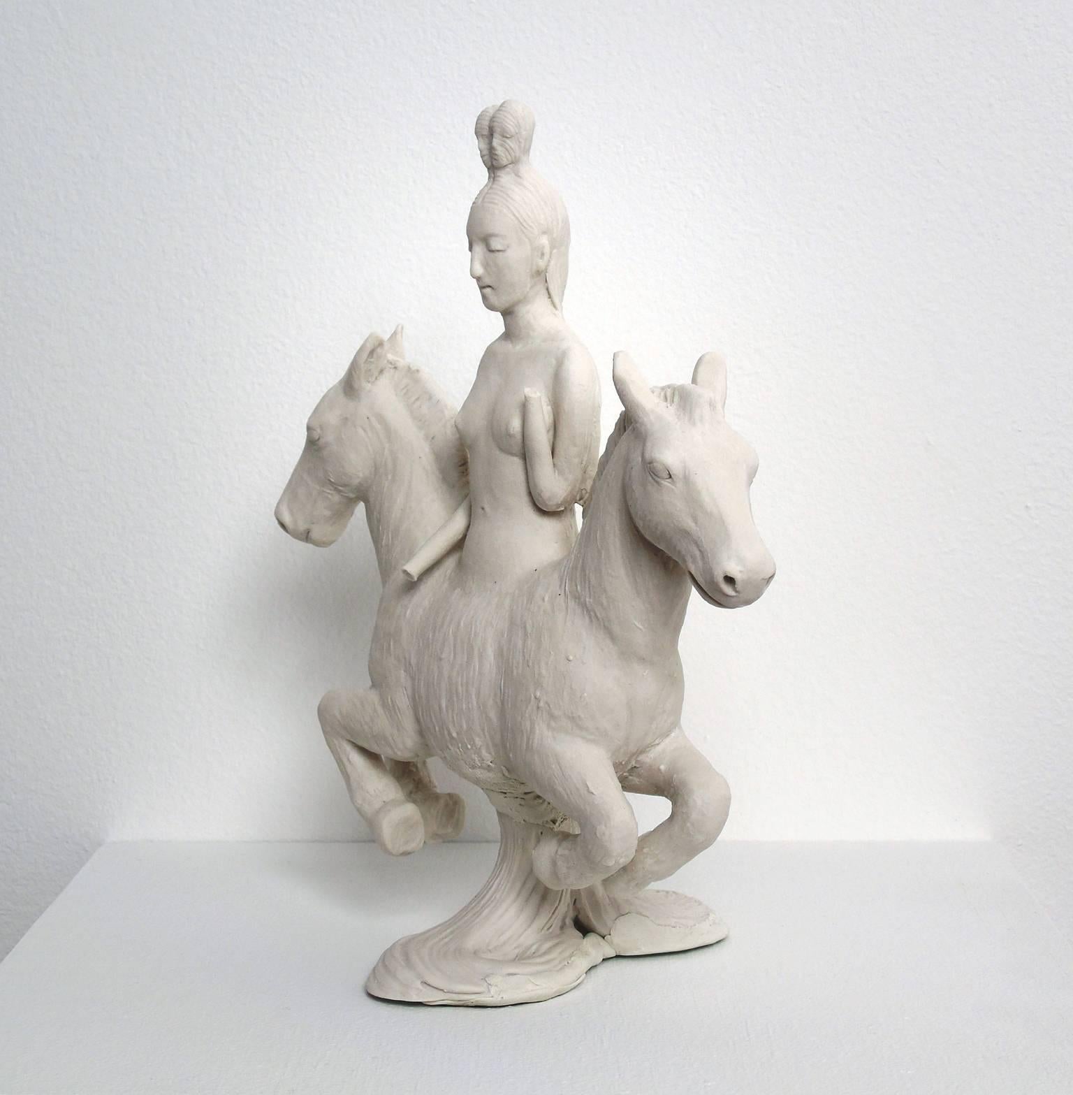 Goddess (white porcelain two sided figure) - Sculpture by Robin Whiteman