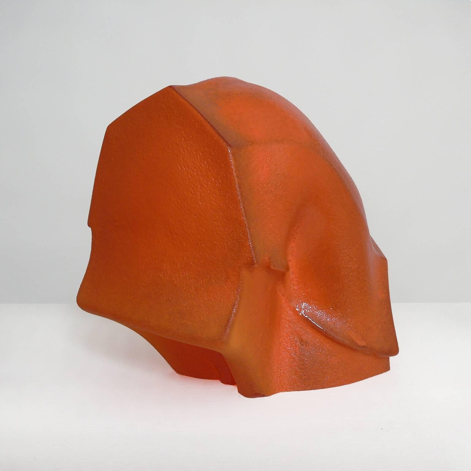Swayback Barn -orange glass - Sculpture by Angus M. Powers