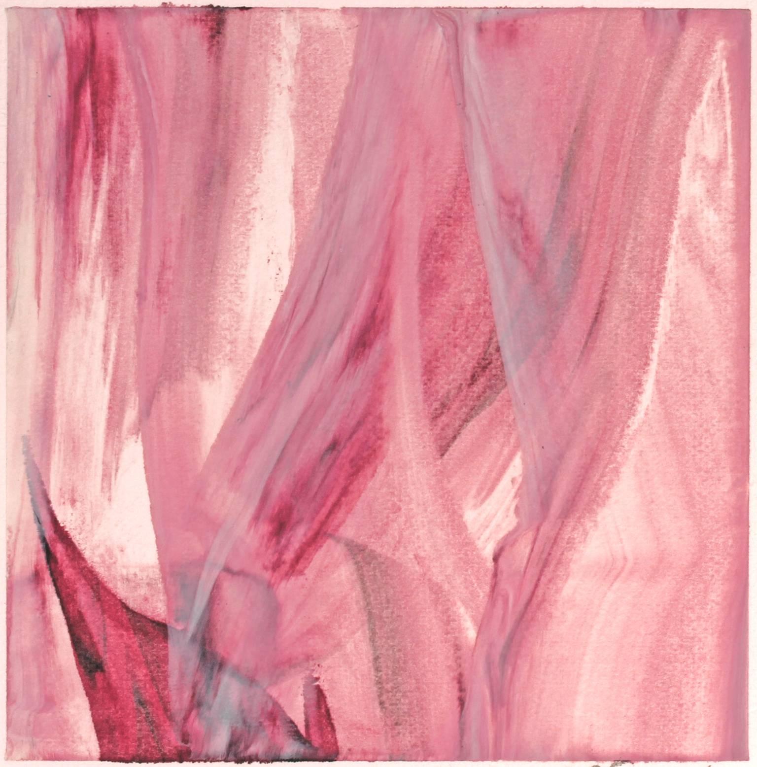 Pink Veil - Beige Abstract Painting by Allen C. Smith