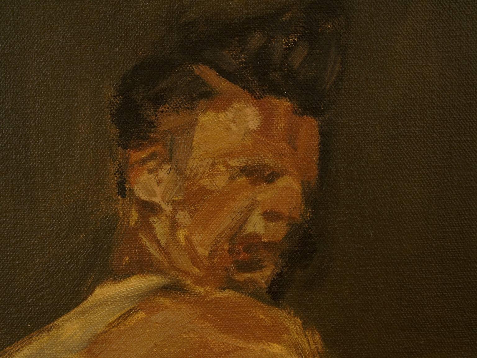 #4 - Brown Figurative Painting by Samuel C. Guy
