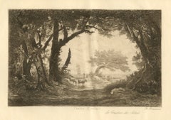 (after) Théodore Rousseau "Le Coucher de Soleil" etching