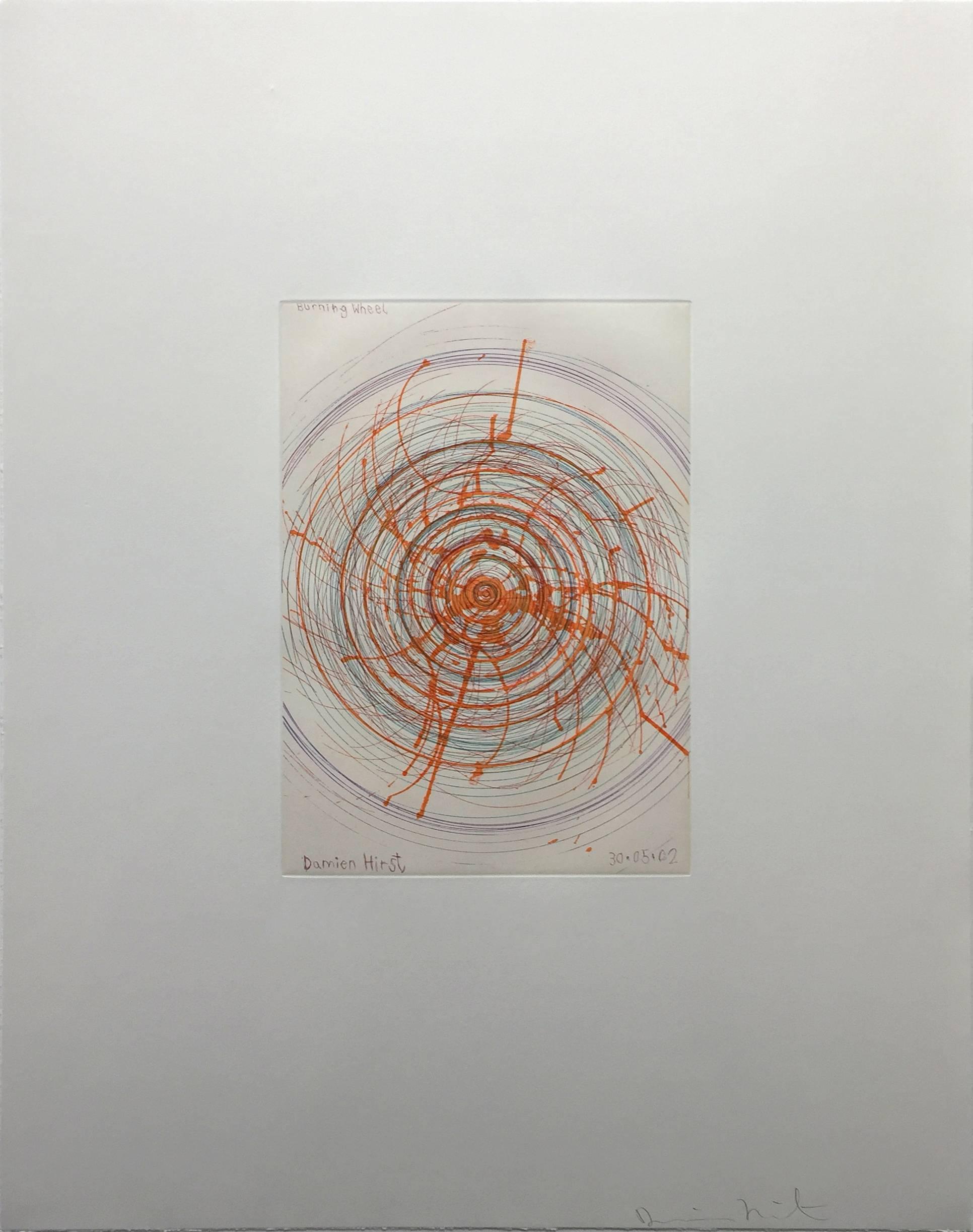 Brennendes Rad – Print von Damien Hirst