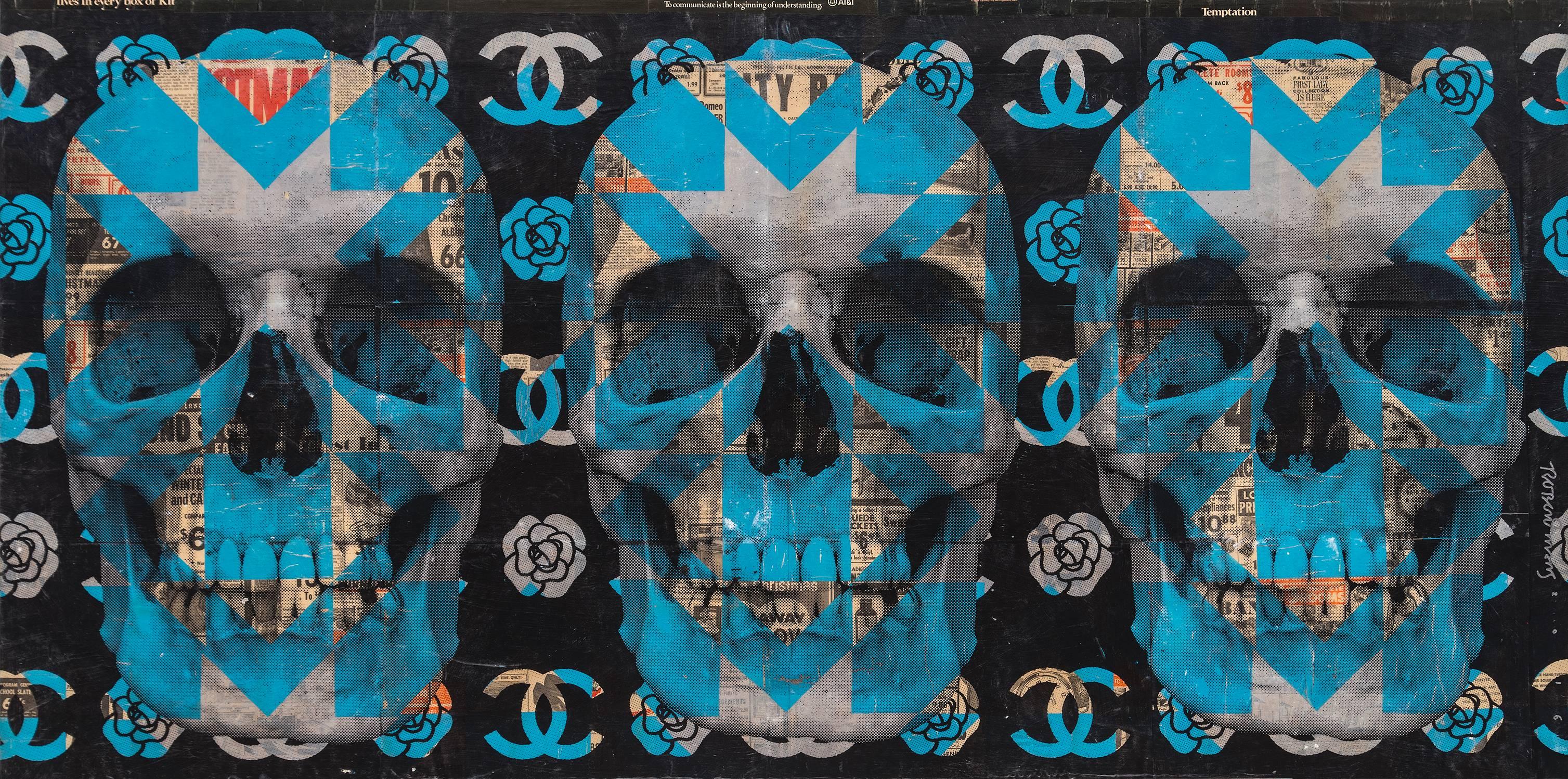 December Winds (Blue Skulls) - Mixed Media Art by Robert Mars