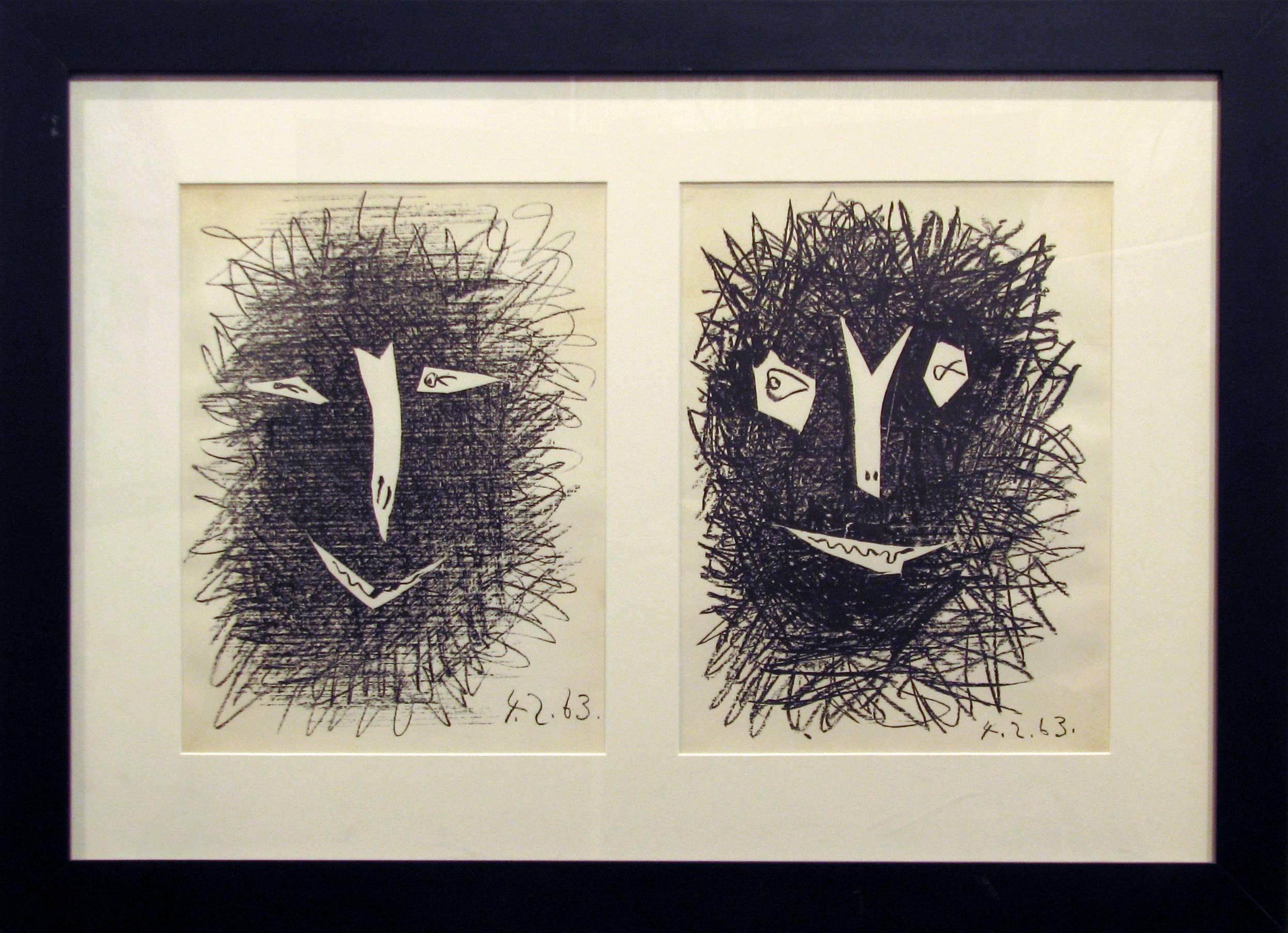 Two Masks - Print by Pablo Picasso