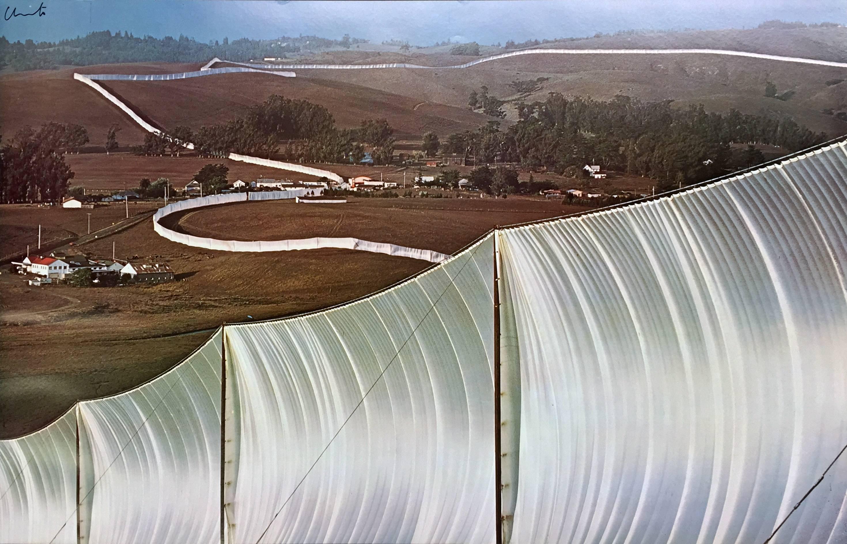 Christo and Jeanne-Claude Landscape Print - Running Fences White 