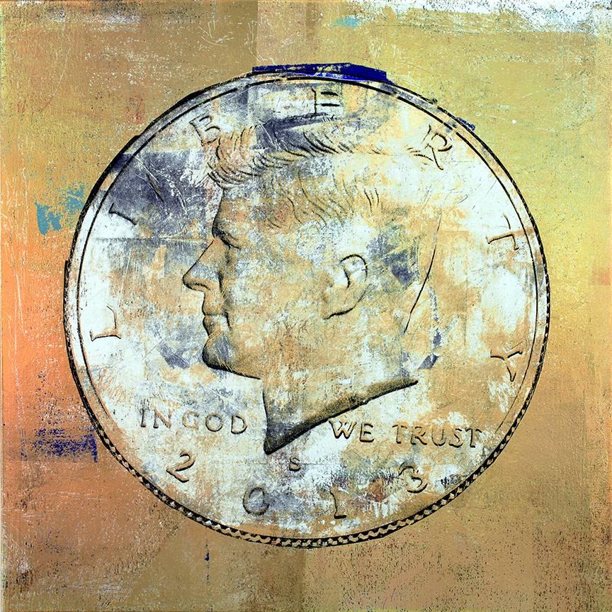 Houben R.T. Figurative Painting - Half Dollar JFK (II)