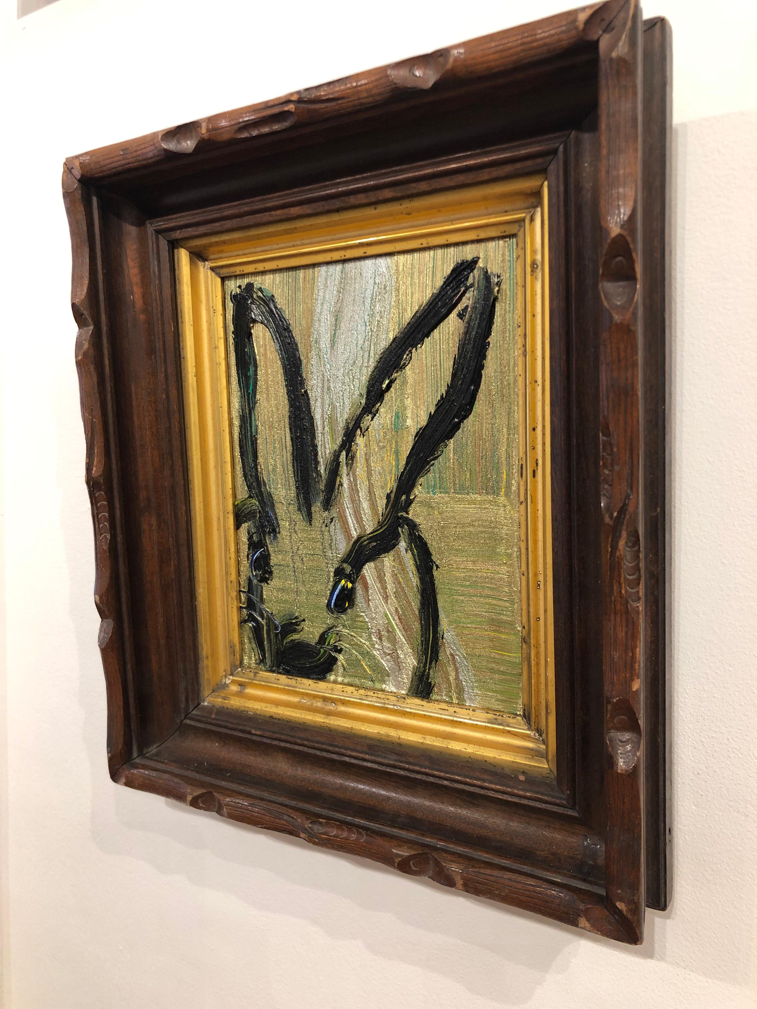 Golden Bunny - Contemporary Painting by Hunt Slonem