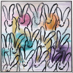 Hunt Slonem "Chinensis Assumption Parish" Bunnies, unique oil on canvas