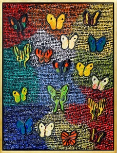 Hunt Slonem "Guardians New Year" Original butterflies oil painting on canvas