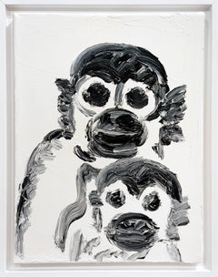 Cuadro de Hunt Slonem titulado «Love Child», con monos pintados sobre lienzo