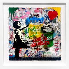 Mr Brainwash "Ballonmädchen" Einzigartige Mischtechnik auf Papier